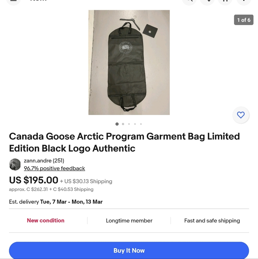 Canada Goose Limited Edition Garnment Bag